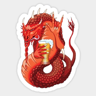 Drinking Red Dragon Graphic Design - Beer Lovers Sticker